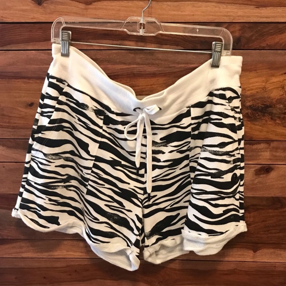 DKNY drawstring shorts with zebra print detail